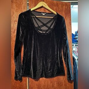 Black Velvet Long Sleeve Top